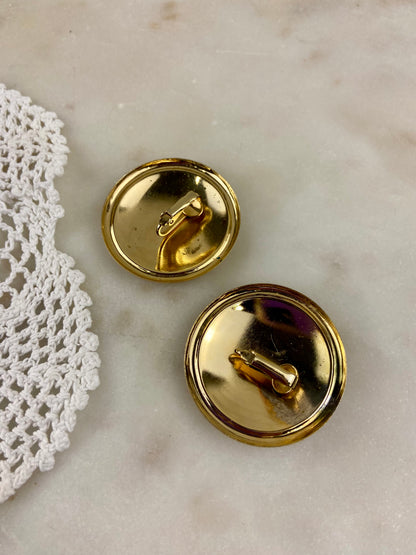 Red, Gold and Navy Swirl Earrings [Clip On]