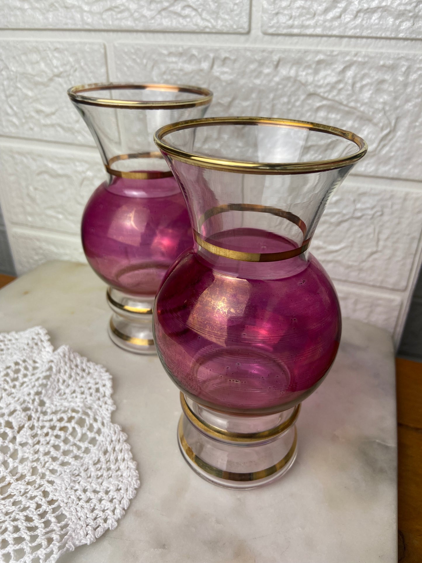 Hand Blown Cranberry Glass Vase by Bartlett Collins