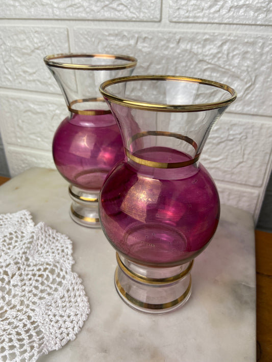 Hand Blown Cranberry Glass Vase by Bartlett Collins