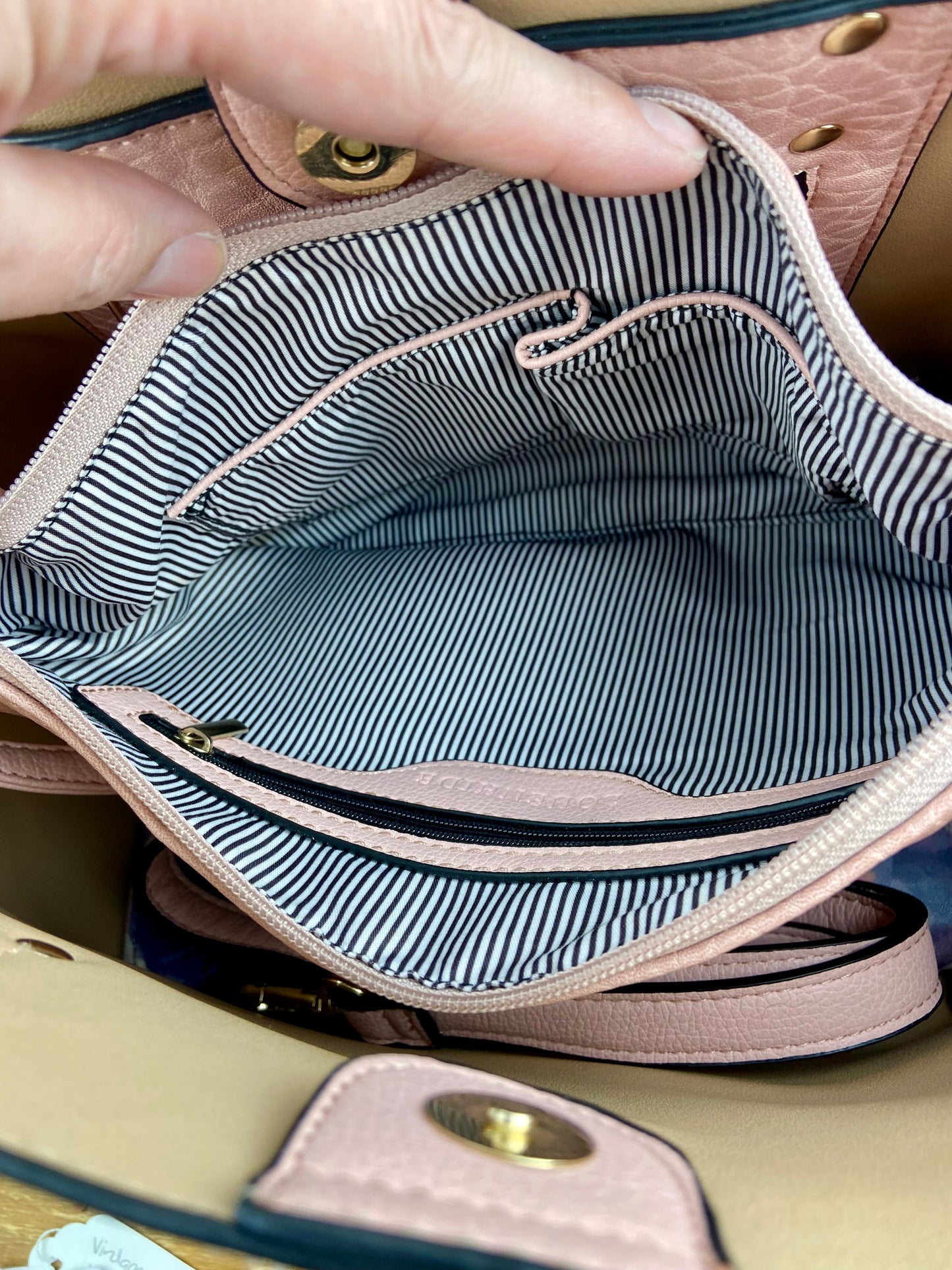 Pink Vegan Leather ‘Baby Riley’ Bag with Matching Travel Bag by Louenhide
