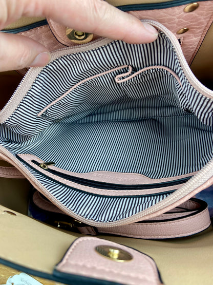 Pink Vegan Leather ‘Baby Riley’ Bag with Matching Travel Bag by Louenhide