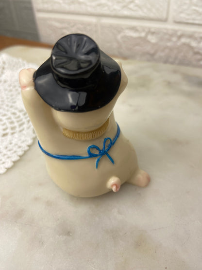 Porcelain Happy Pig in Hat