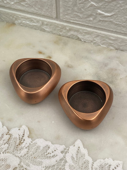 Pair of Metal Tea Light Candle Holders | Triangular Shape