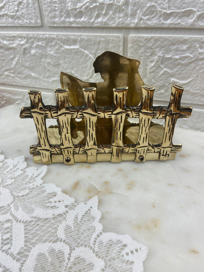 Polished Brass Hen and Chick Napkin Holder