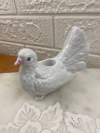 Ceramic White Dove Tapered Candle Holder
