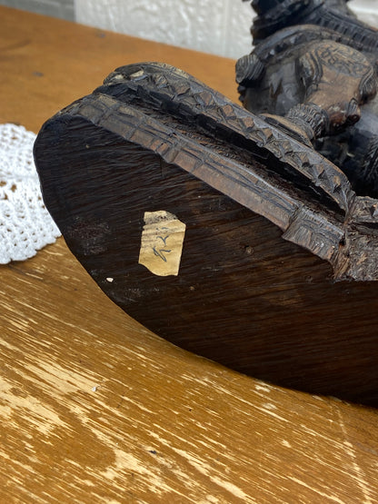 Carved Wooden Sculpture | Asiatic Warrior on War Horse