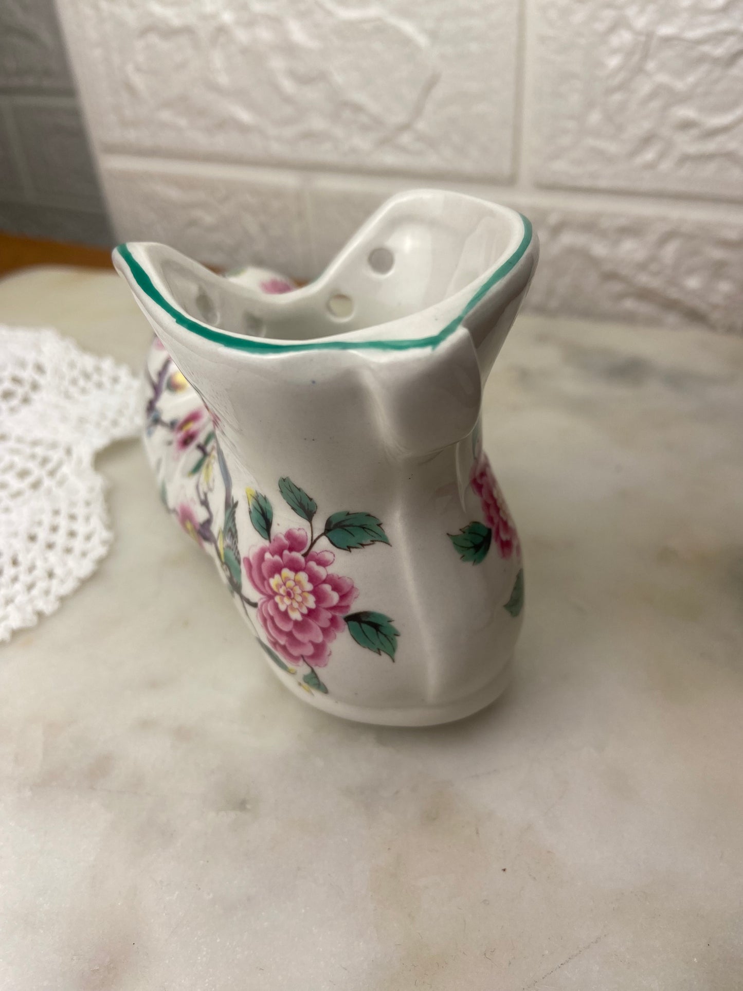 Old Foley James Kent Ltd. Porcelain Boot; Chinese Rose Pattern