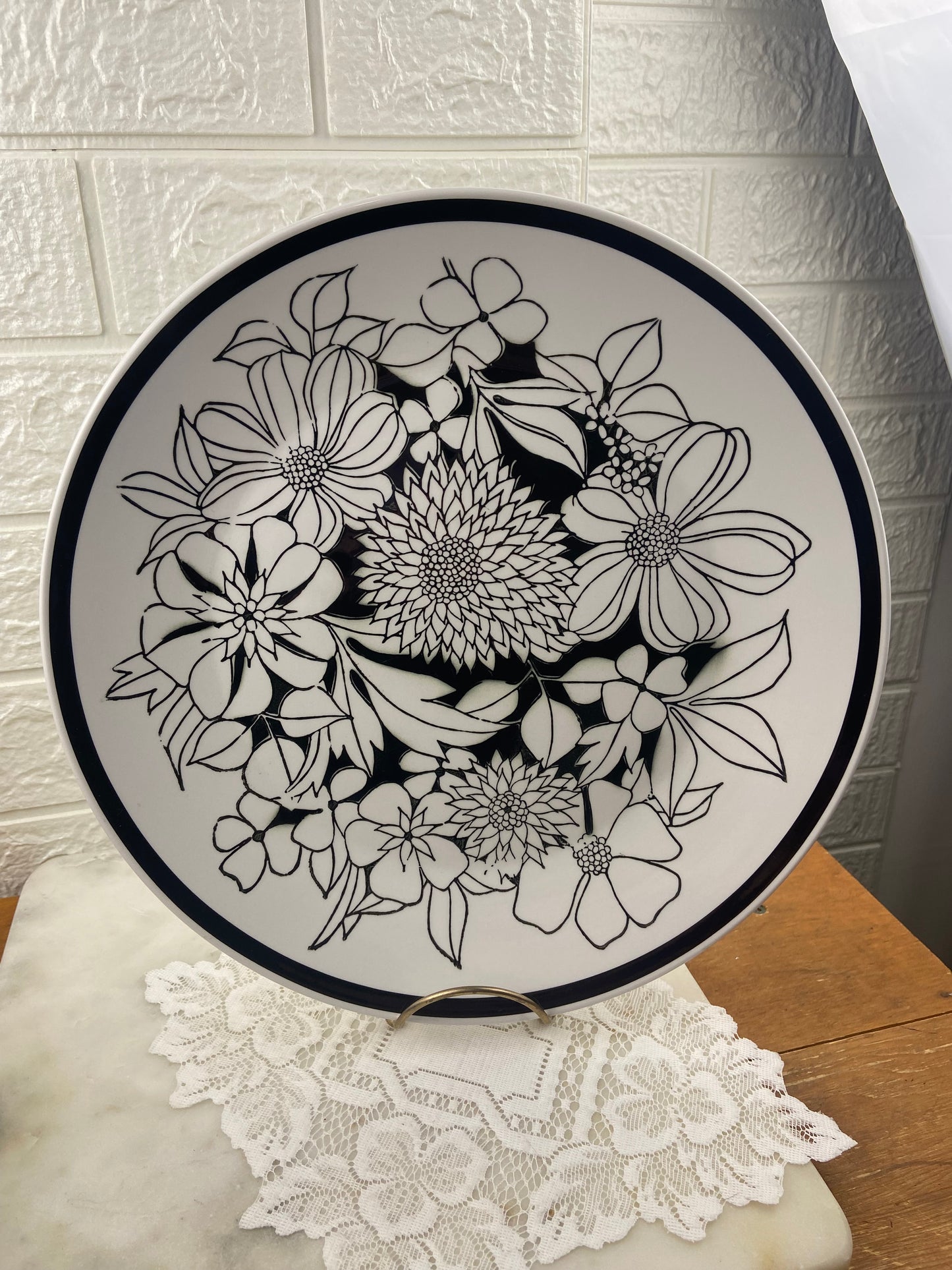 12” Mikasa Cera-Stone Serving Platter | Bouquet Pattern