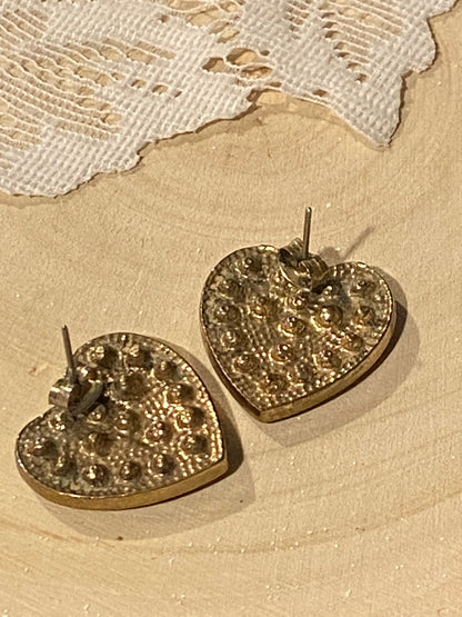 Glitzy Pink Heart Earrings [Posts]