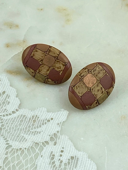 Hand Painted Wooden Earrings [Clip-Ons]