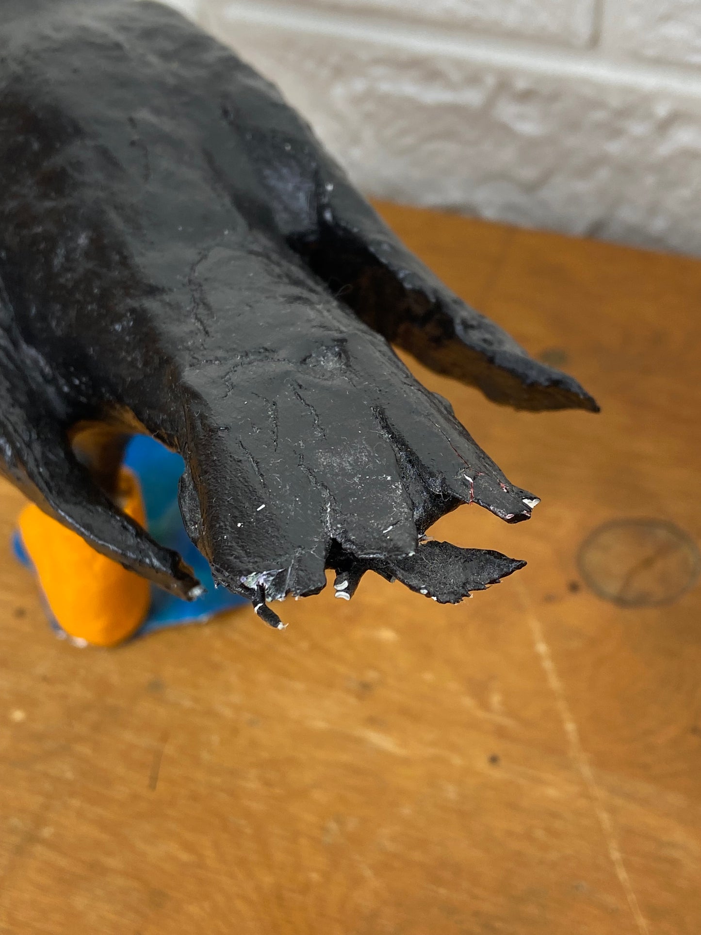 Handmade Paper Mache Crow in Rain Boots