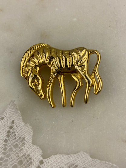 Gold-Tone Zebra Brooch