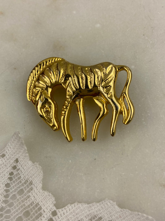 Gold-Tone Zebra Brooch