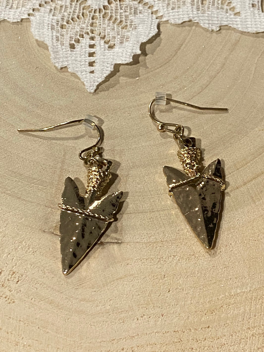 Gold-Tone Arrow Head Earrings [Hooks]
