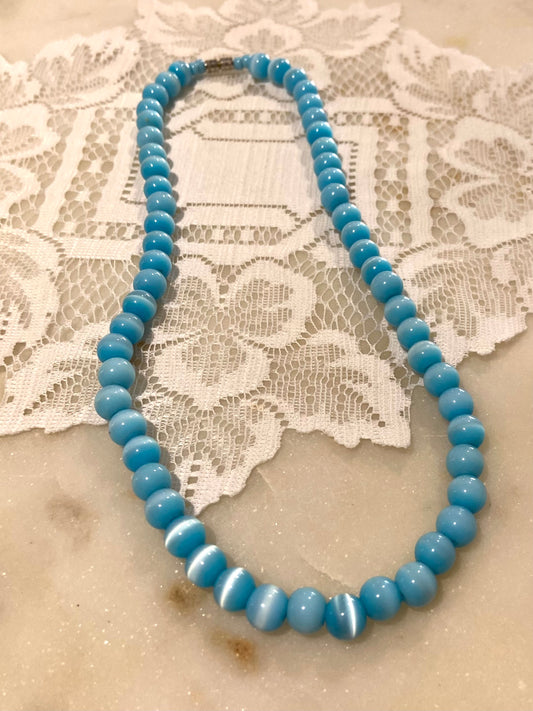 Blue Glass Beaded Necklace