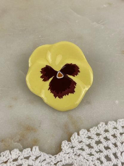 Vintage Avon | Yellow Porcelain Pansy Brooch