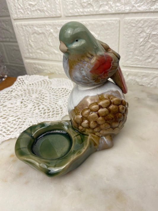 Ceramic Bird on a Pinecone Tealight Holder