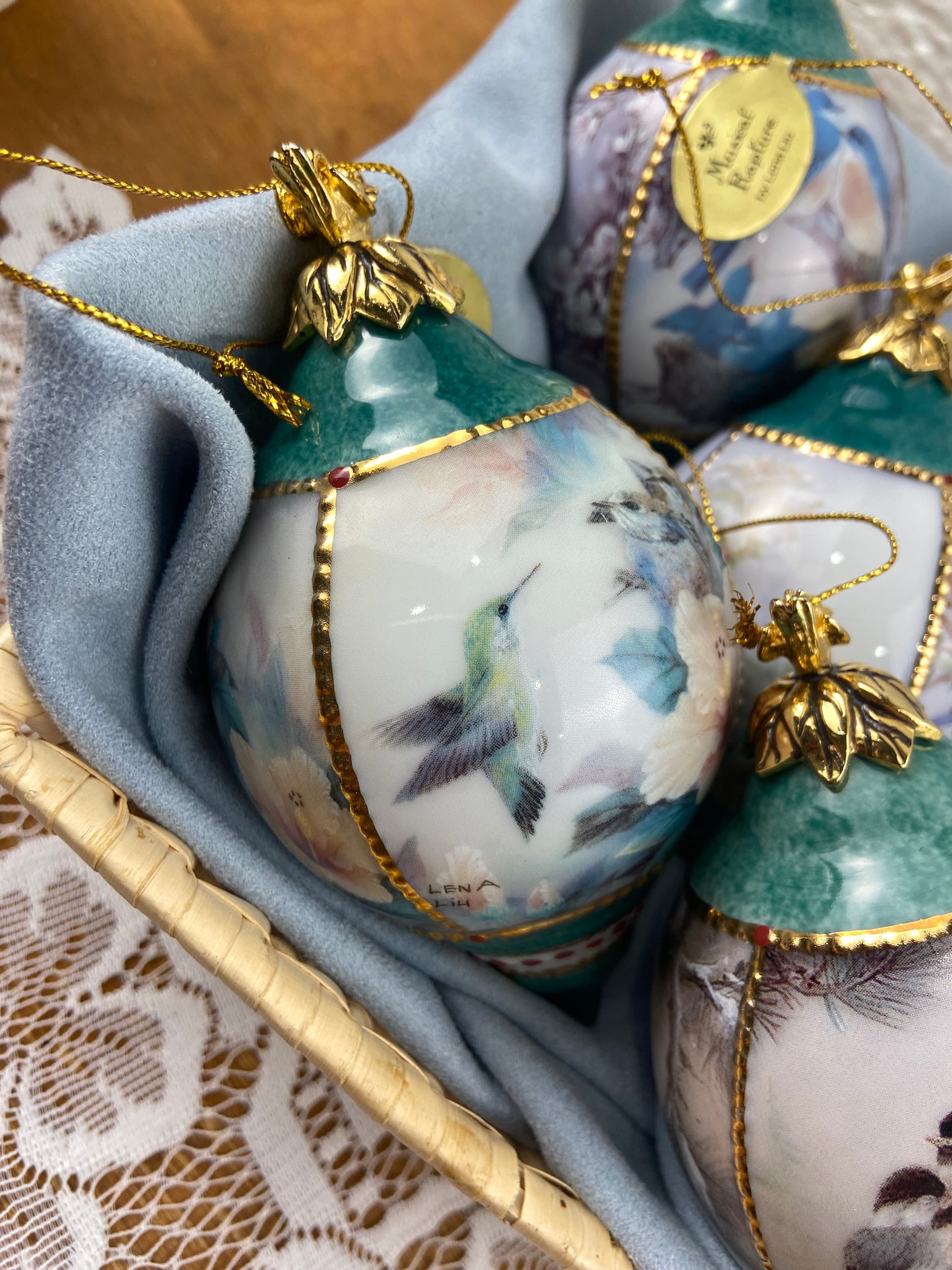 Hand Painted Porcelain Hanging Ornaments by Lena Liu | ‘Nature’s Poetry’ Collection
