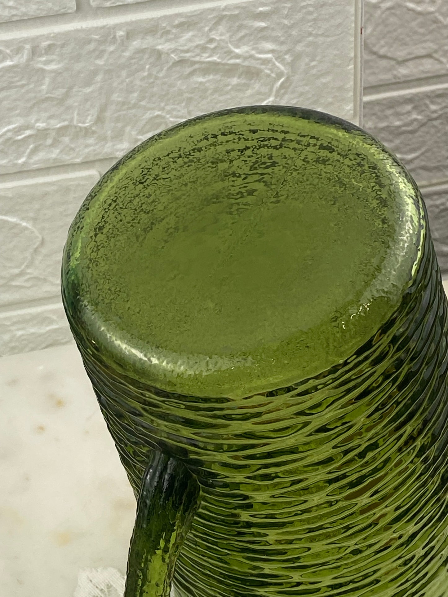 Avocado Green Textured Glass ‘Soreno’ Pitcher by Anchor Hocking | MCM