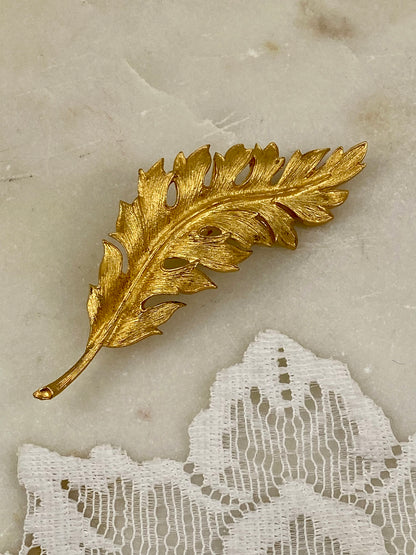 Coro Gold-Tone Leaf Brooch