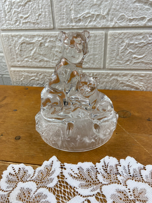 Lead Crystal Lioness & Cub Figurine by Royal Crystal Rock