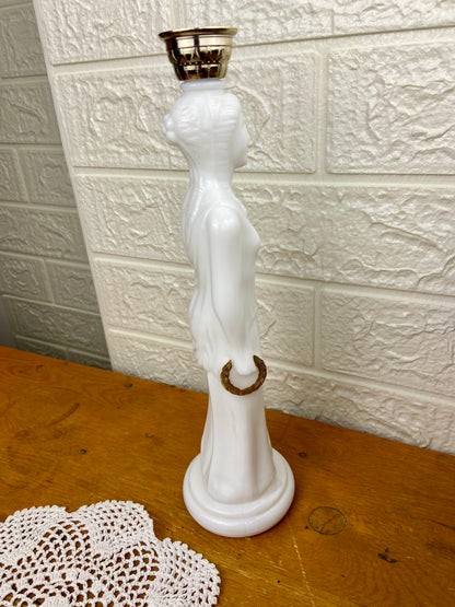 Vintage Avon | Athena Milk Glass Bath Oil Decanter (Empty)