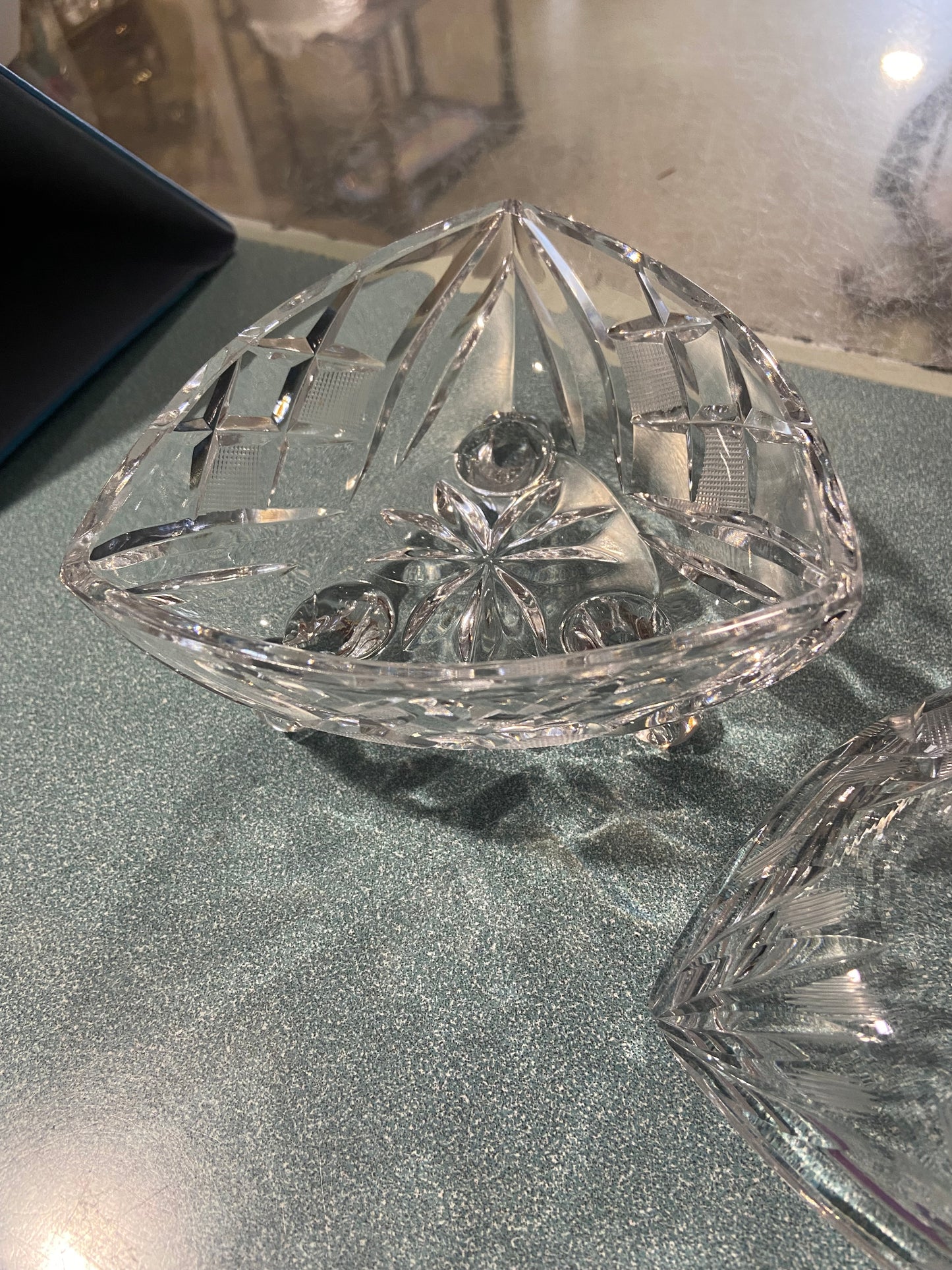 Crystal Footed Candy Dish with Spired Lid