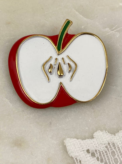 Vintage Enamel Apple Brooch by Trifari