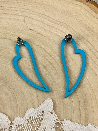Long Blue Hearts Earrings [Posts]