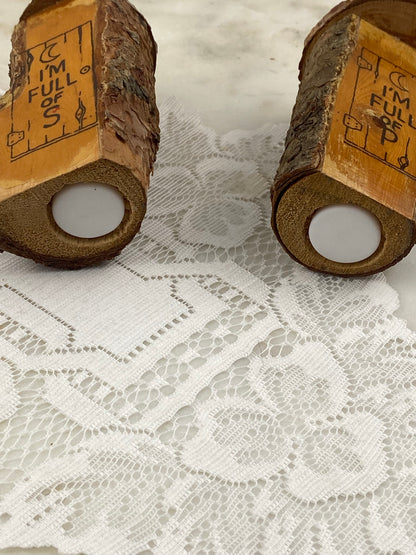 Pair of Rustic Wood ‘Outhouse’-Shaped  Salt & Pepper Shakers