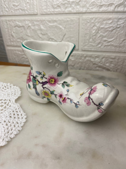 Old Foley James Kent Ltd. Porcelain Boot; Chinese Rose Pattern