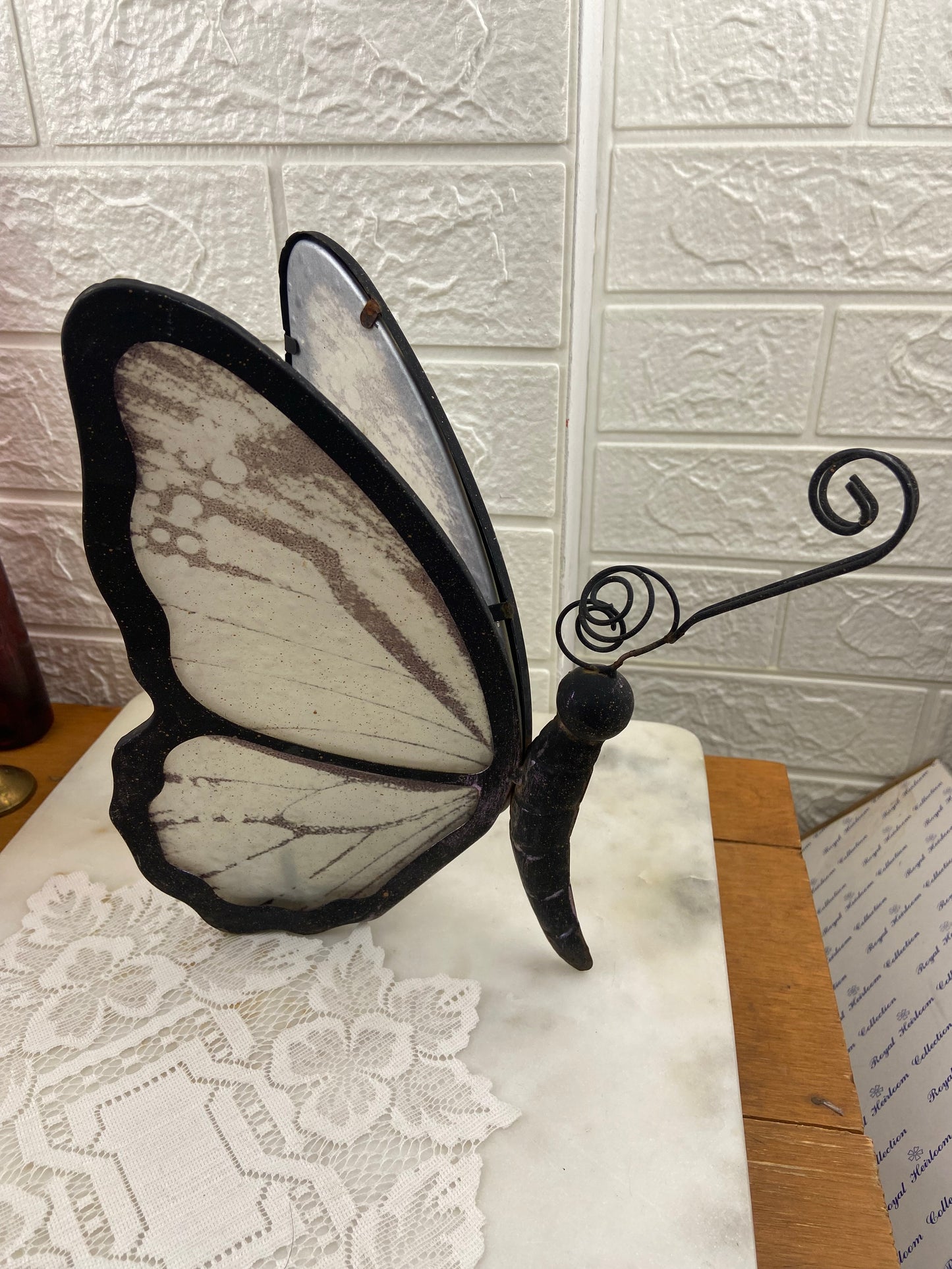 Metal and Glass Butterfly with Crystal Candle Votive