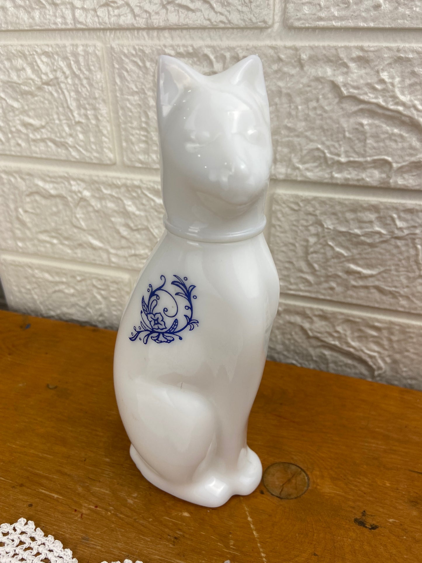 Vintage Avon | Ming Cat Milk Glass Cologne Decanter (Empty)