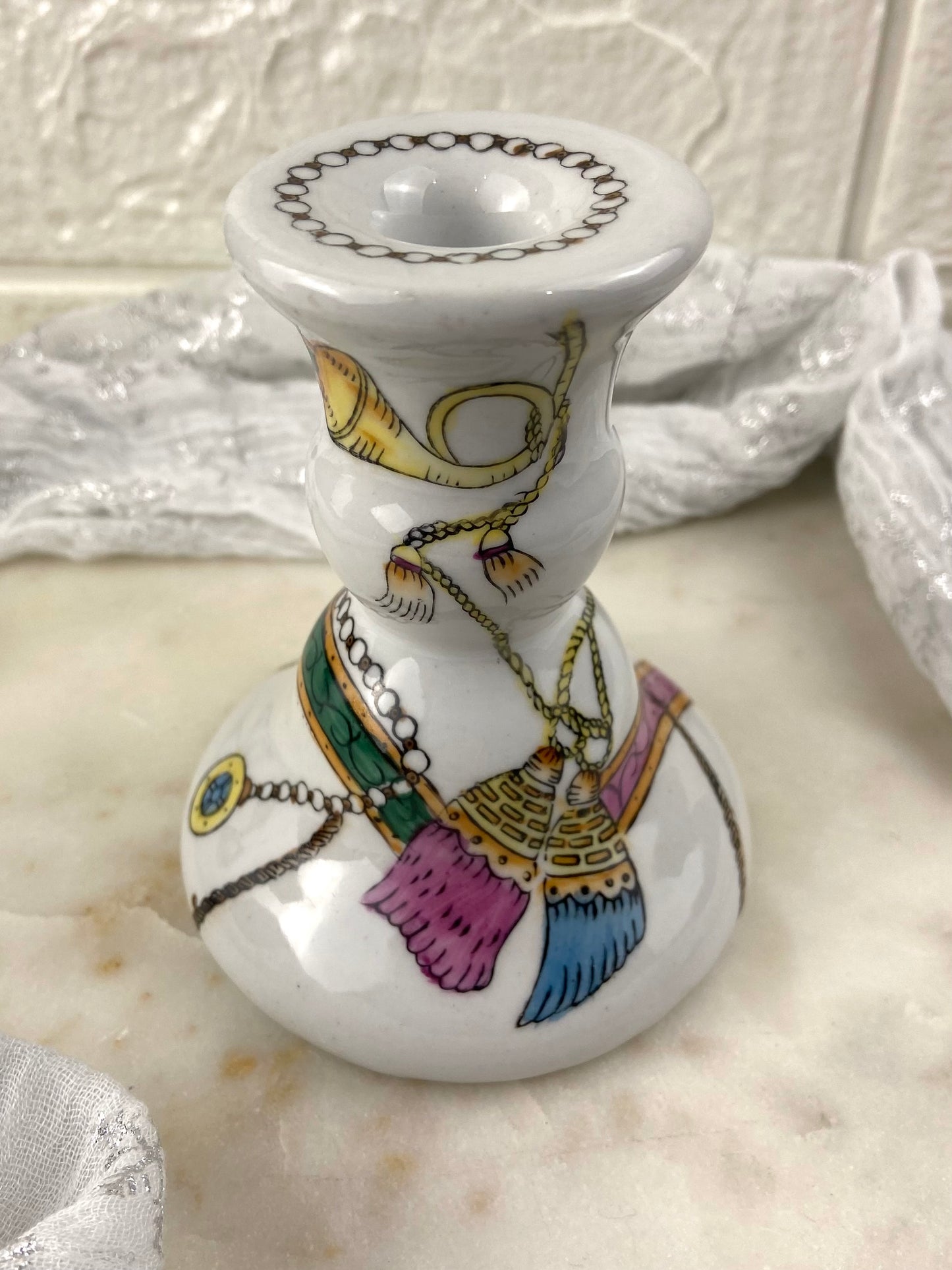 Hand Painted Ceramic Tapered Candle Holder