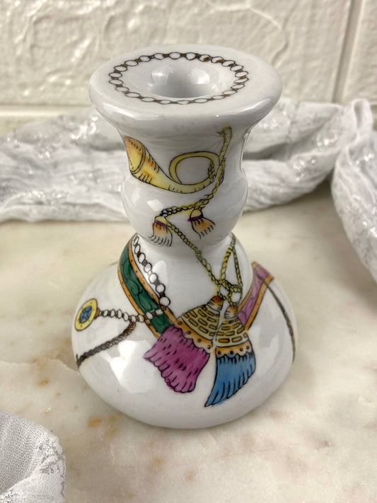 Hand Painted Ceramic Tapered Candle Holder