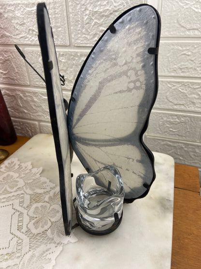 Metal and Glass Butterfly with Crystal Candle Votive
