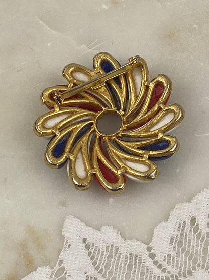 Red, White and Blue Pinwheel Brooch