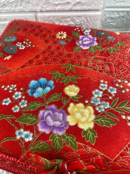 Red Satin Sewing Box | ** Several Small STAINS **