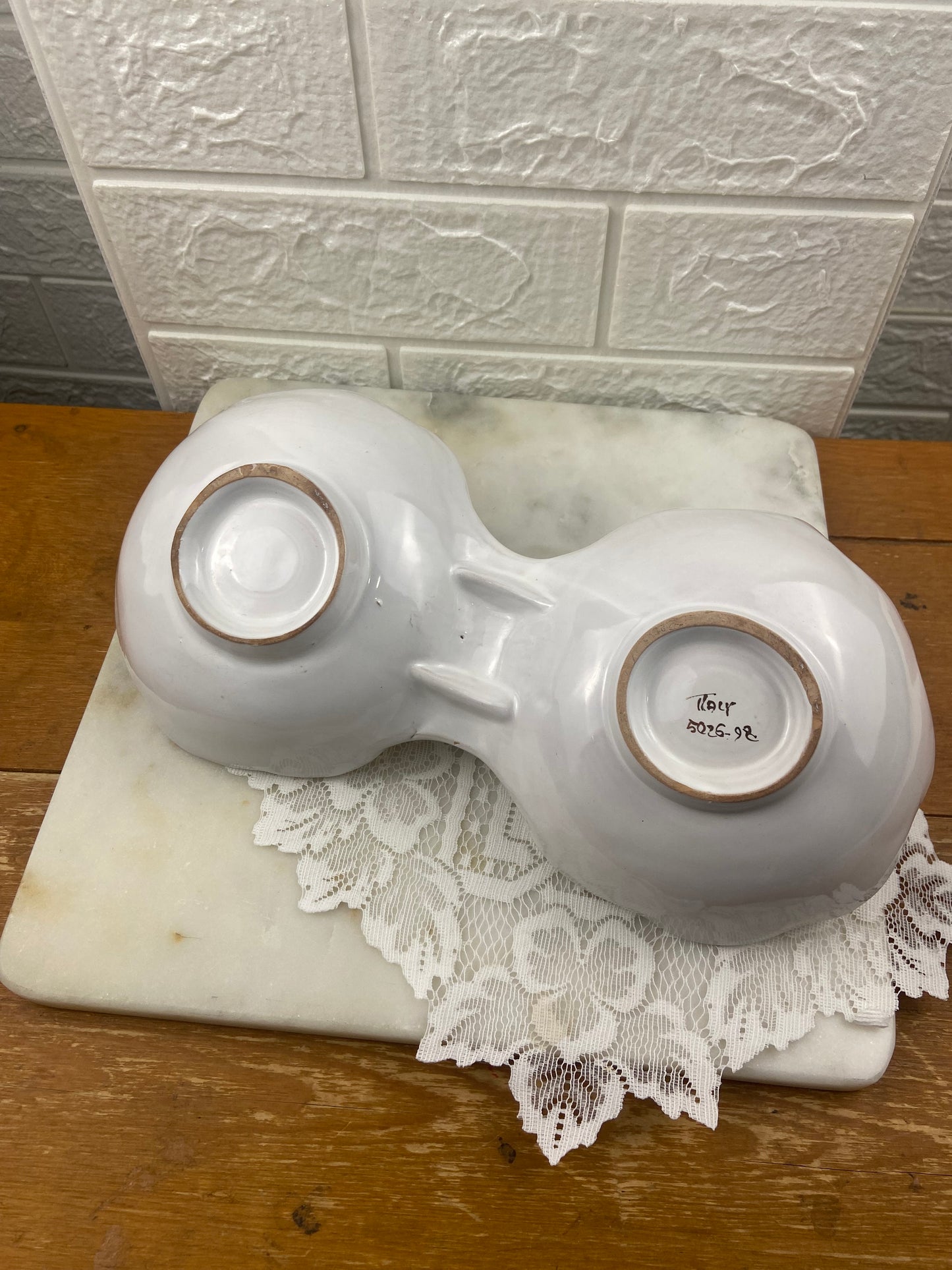 Hand Painted Italian Porcelain Double Snack Dish