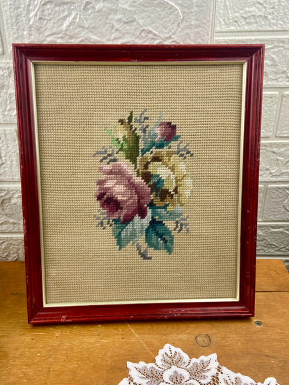 Framed Petit Point Roses