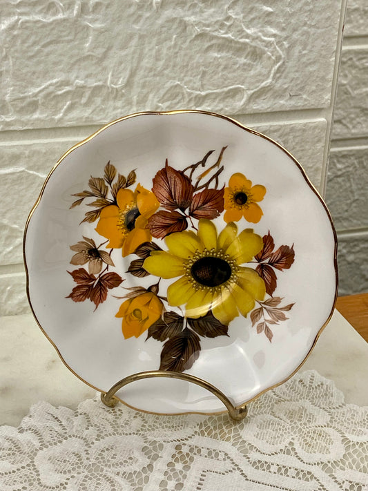 Bone Porcelain Saucer by Royal Albert | Sunflower Pattern