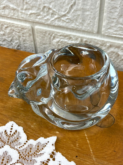 Sleeping Cat Crystal Candle Votive by Indiana Glass Co.