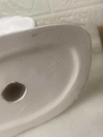 White Ceramic Heron; Moulded Pottery