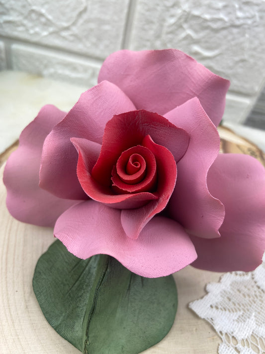 Handmade Pink Porcelain Rose by Dea Capodimonte
