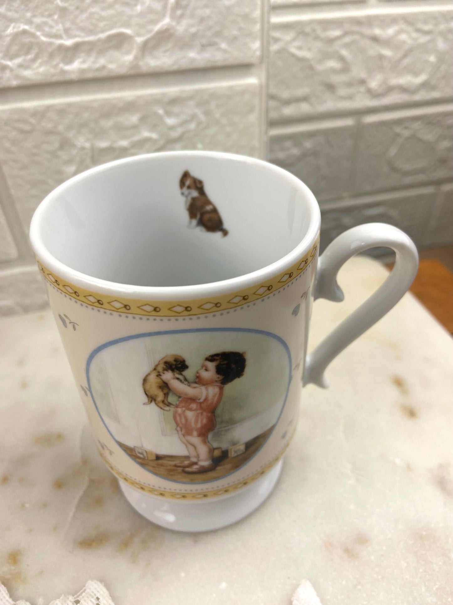 Vintage Pedestal Coffee Mug ‘Mine’ by Children’s Illustrator Bessie Pease Gutmann