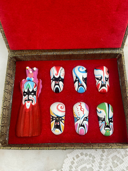 Boxed Chinese Opera Masks | Folk Art Clay Sculpture