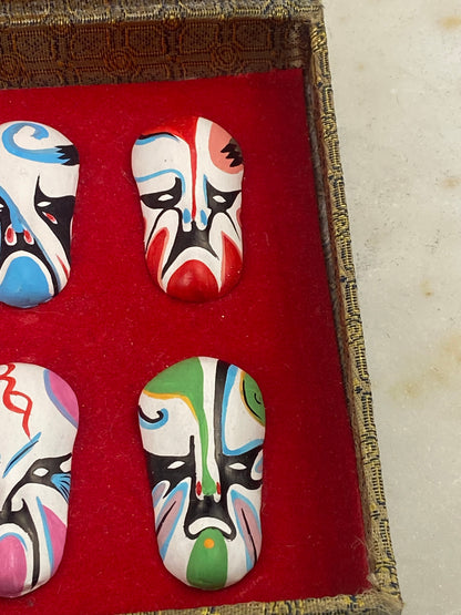 Boxed Chinese Opera Masks | Folk Art Clay Sculpture