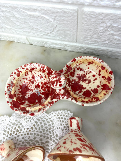 Speckled Ceramic Double-Sided Relish Dish with Lids