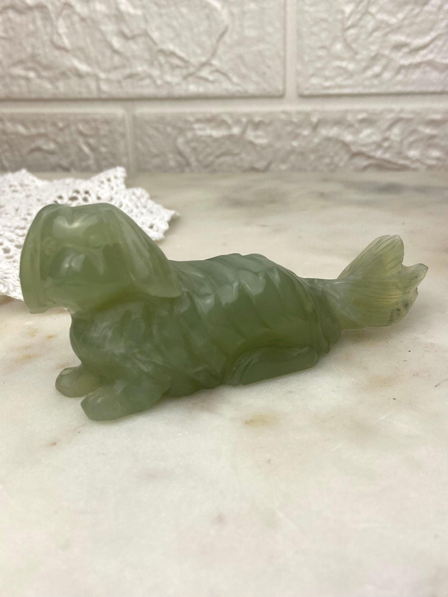Carved Green Stone Dog