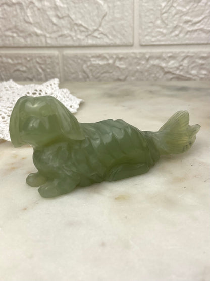 Carved Green Stone Dog